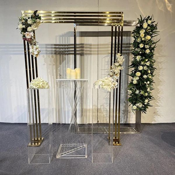 Décoration de fête sur mesure en or carré en acier inoxydable en acier en métal de fleur pour la procédure de mariage AB901
