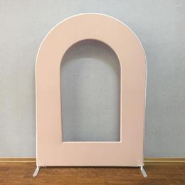 Feestdecoratie aangepaste solide kleur open boog achtergrond cover baby shower kinderen verjaardag bruiloft chiara wandpaneel gebogen metalen standaard frame