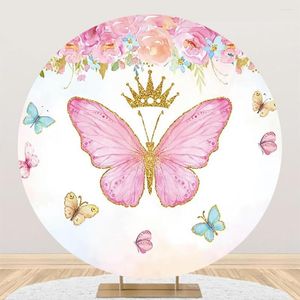 Décoration de fête personnalisée fleur papillon fille anniversaire rond toile de fond bébé pographie enfants Po Studio Pophone
