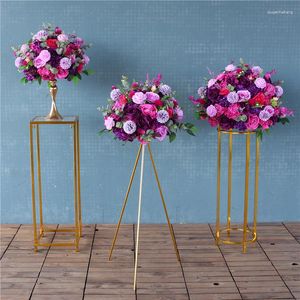 Décoration de fête support de fleur géométrique plaqué or personnalisé mariage luxe arc en fer en métal brillant pour décor de toile de fond