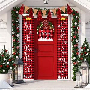 Feestdecoratie decoratief couplet kerstplaid brief print deur banner gordijn portiere voor thuiswinkels