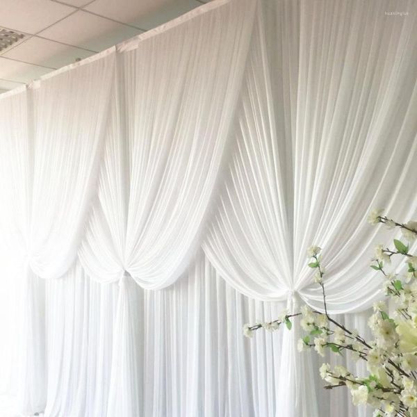 Diseño de decoración de fiesta Arriaval telón de fondo blanco cortinas nománticas para evento de boda de cortina de 3m x 6m