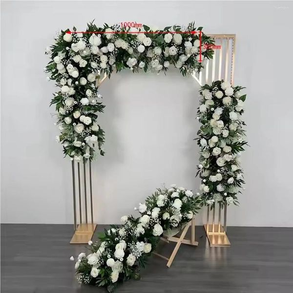 Design de décoration de fête vendant une fleur artificielle rose blanc floral coureur coudes de mariage allée et table