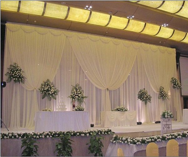 Decoración de fiesta DHL Ship 3M 6M Cortina de fondo de boda de seda de hielo blanco con Swags Props Satin para decoración de cumpleaños