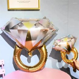 Decoración de fiestas Anillo de diamantes globo de helio globos de aluminio de San Valentín decoraciones de boda de bodas cumpleaños suministros de marginado
