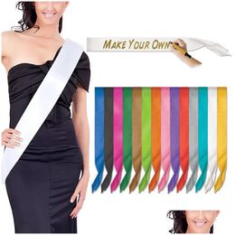 Decoración de fiesta DIY Fajas en blanco Correa Shoder para Lady Hen Celebración Satin Sash Bachelorette Reunirse Suministros Drop D Dhgarden Dh7Qa