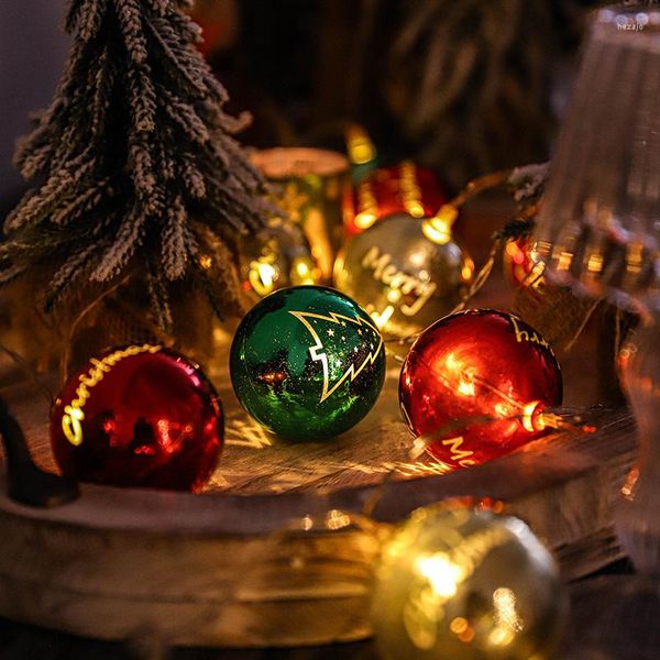 Décoration de fête DIY Arbre de Noël suspendus lumières et ornements de boules colorées LED chaîne clignotante