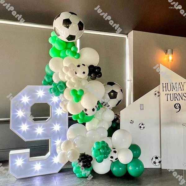 Decoración de fiestas Diy Fútbol Globos Garland Decoraciones Baby Shower Matte Verde Blanco Blanco Arco Ni