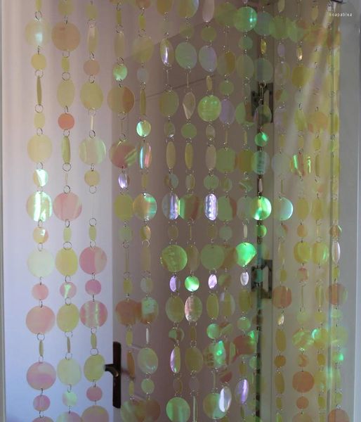 Décoration de fête bricolage pendentifs de scène de mariage, rideaux de porte à paillettes en plastique jaune Transparent, matériaux festifs