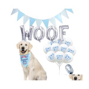 Feestdecoratie hond verjaardag ballonnen globos brief ballon woof accessoires huisdierproducten safari hoed rose goud drop levering home g dhqix