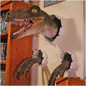Décoration de fête Dragon Legends Prop 3D Mural Dinosaure Fumée Lumière Art Scpture Forme Statue Décor À La Maison Chambre Halloween Drop Del Dhugh