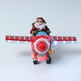 Décoration de fête Durable solide Miniature LED avion du père noël brillant ornement de noël