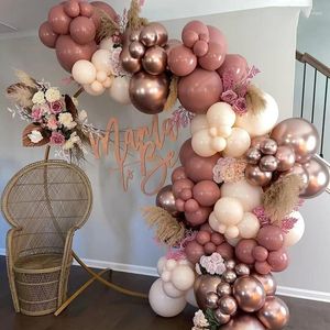 Décoration de fête en arc de ballons rose poussiéreux, guirlande de ballons Boho pour fête prénatale, Double peluche en Latex, décor de mariée