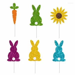 Feestdecoratie Easter Cake Decorations 24 -stcs cartoon cupcake picks voor ijs draagbare topper onderdeel