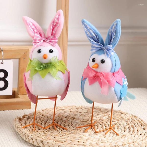 Decoración de fiesta Oreja de Pascua Adorno de pájaro Juguete de simulación suave Creativo Pájaros de pie Decoración Regalos para niños niñas