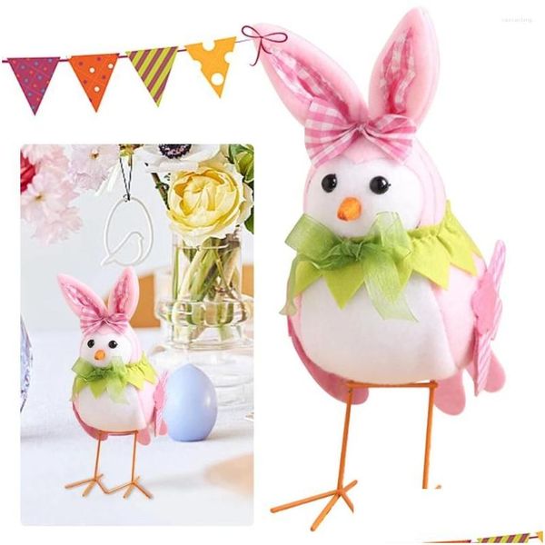 Decoración de fiesta Oreja de Pascua Adorno de pájaro Suave Animales lindos Juguete Creativo Pájaros de pie Decoración Regalos para niños Niñas Entrega de entrega Inicio OT67Q