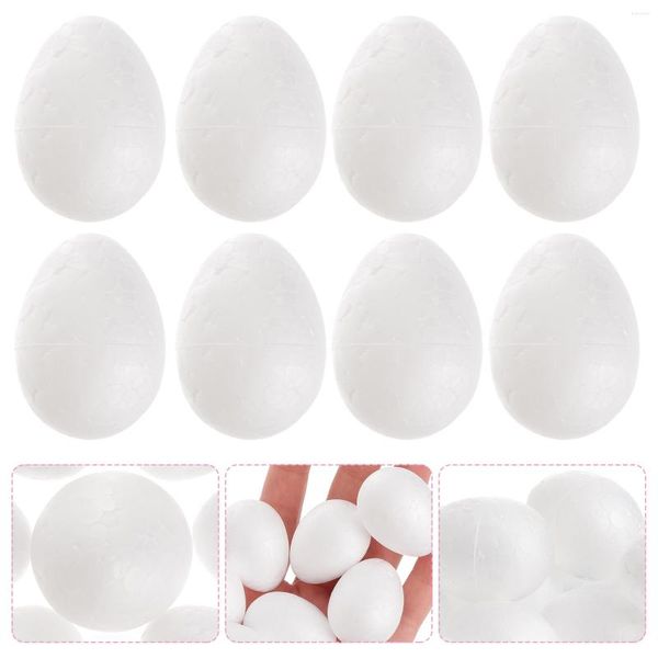 Decoración de fiesta Huevos de Pascua Huevo de espuma Artesanía de poliestireno blanco Diy Formas Decoración falsa Adornos Forma de niños artificiales