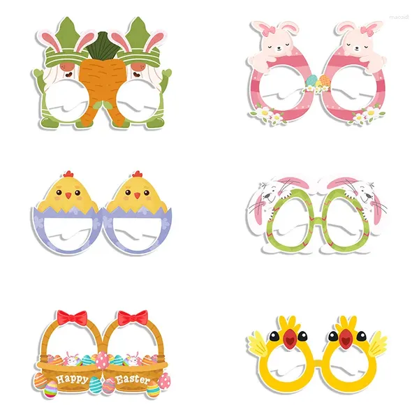 Décoration de fête Pâques lunettes amusantes cadre oreilles poussin forme d'oeuf papier Po pour les enfants faveur heureux
