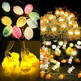 Feest Decoratie Easter Rabbit Ei Led String Lights Garland Eggs Chick Fairy Light Kids Geschenken Home Decor Y2302