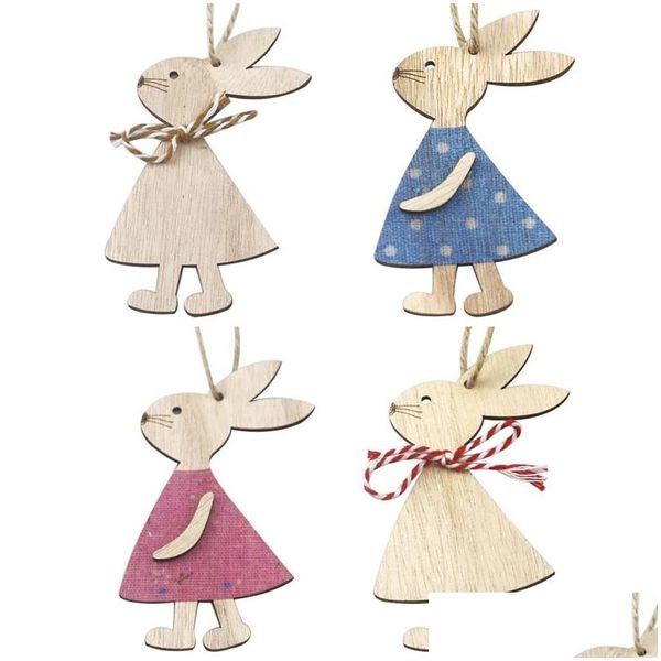 Fête Décoration Lapin De Pâques En Bois Diy Bois Suspendus Artisanat Mignon Lapin Ornements Fournitures Découpe Jouets Jk2002 Drop Delivery Accueil Ga Dhvel