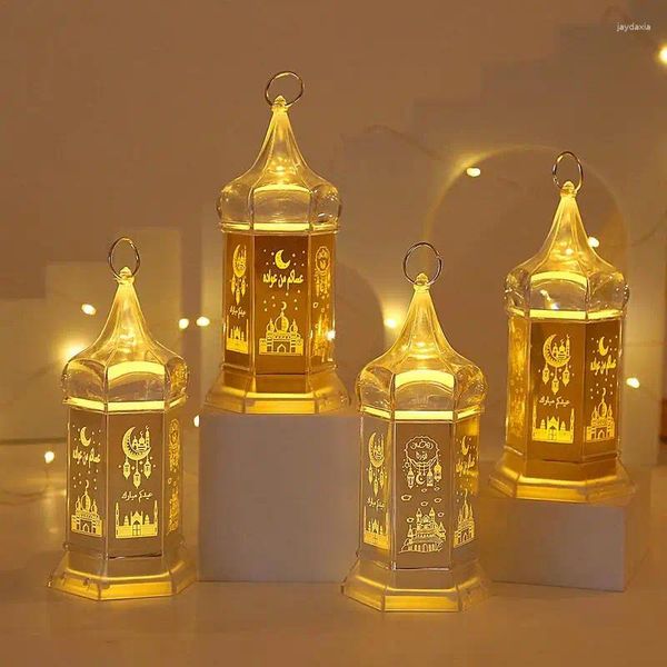 Décoration de fête Eid Lanterne Lampe à vent électrique en forme Éclairage longue durée Décorations pour la maison pour les rebords de fenêtre Table de chevet à manger