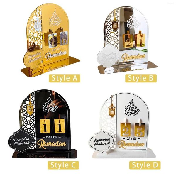 Décoration de fête Eid Mubarak Calendrier de l'Avent Éléments classiques Artisanat arabe 7,8x7,8 pouces pour décor de mariage Durable polyvalent
