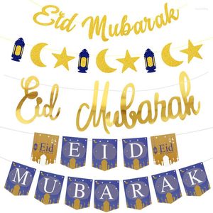 Décoration de fête Eid Mubarak Bannière Guirlande Paillettes Lune Étoile Lettre Bruants Islamique Musulman Ramadan Pour Les Fournitures De Festival À La Maison