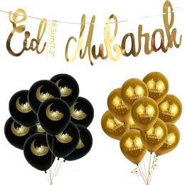 Décoration de fête Eid Mubarak Bannière Étoile Lune Modèle Ballons En Latex Islamique Musulman Maison Bunting Guirlande Bannières Noires Suspendus Carte Décor