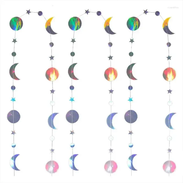 Decoración de fiesta Eid Mubarak Garland Star Moon Circle Dot Crescent Hangs Streamer Telón de fondo Banner Musulmán Ramadán Parte del hogar