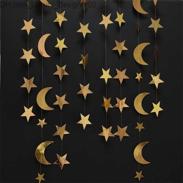 Decoración de fiesta Eid Mubarak Decoración de fiesta 4M Estrella Luna en forma de papel Granito Eid Decoración Eid Mubarak Decoración Eid Decoración de boda Z230803