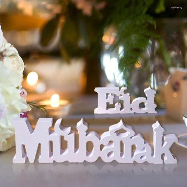 Décoration de fête Eid Mubarak bois plastique ornement Table ornements Ramadan 2022 Al Adha musulman islamique Festival fournitures