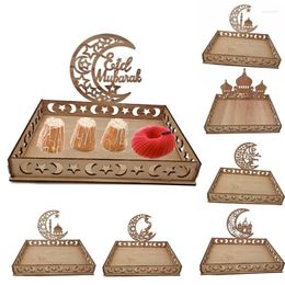 Party Decoratie Eid Ramadan Wooden Food Tray Retro Dessert Pastry Display Display Moon Star Serving Holder Keukenbenodigdheden