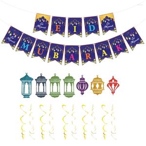 Feestdecoratie Eid Spiraal Hangende Ramadan Banners Briefornament Vlaggenlijn Mubarak Pvc Decoraties Levering Bloemenslinger