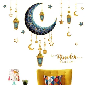 Décoration de fête Eid étoile lune fenêtre s'accroche bricolage auto-adhésif autocollants muraux décorations pour chambres portes