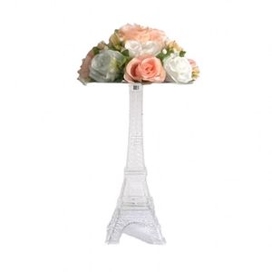 Decoración de fiesta Torre Eiffel Diseño Estante de flores Soporte de postre de pastel de acrílico transparente para centros de mesa de boda Suministros