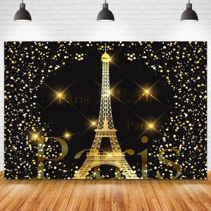 Decorazione per feste Torre Eiffel Pografia Sfondo Romantico Parigi Stelle dorate Punti Glitter Ritratto Pocall Sfondo Decorazione da parete