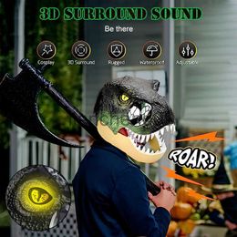 Feestdecoratie Elektrisch 3D-dinosaurusmasker met gloeiende ogen en brullend geluid Beweegbare kin Horrormaskers voor cosplay Halloween Party Decor Gift x0905