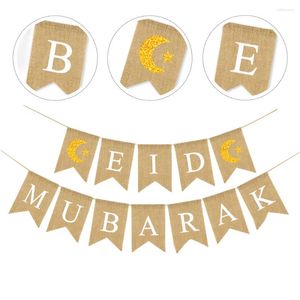 Feestdecoratie emblemen Eid moslim Banner Mubarak viering Ramadan jute Bunting