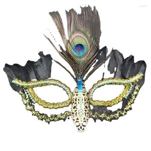 Decoración de fiestas Pavo real y americano encaje de plumas retro Retro Máscara Men Mujeres Carnaval Carnaval Masquerada Halloween