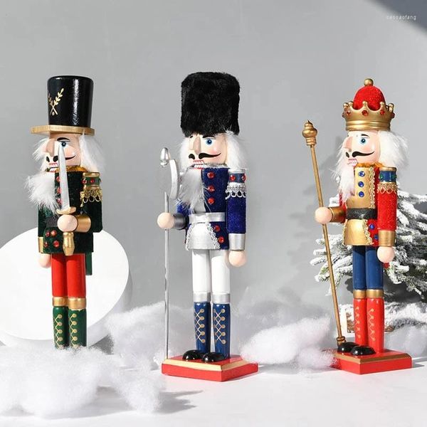 Décoration de fête de Noël européen Casse-Noisette Soldat Ornement 30 cm Modèle en bois Fournitures pour la maison Bar Bibliothèque Décor