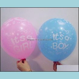 Party Decoration Event Leveringen Feestelijke Home Garden Groothandel Happy Birthday Ballon Clear Blue Helium It Is Boy Baby 1st Latex Drop Deliv
