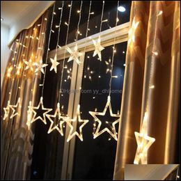 Decoración de fiesta Suministros para eventos Festivo Hogar Jardín 12 estrellas Luces LED Decorativas Decoraciones navideñas de Año Nuevo para cuerdas al aire libre