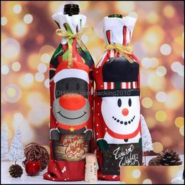 Party Decoration Event Leveringen Feestelijke Home Garden Red Wijnen Verpakking Pouch MTI Color Snowman Deer Kerstmis Wijnfles er Dust Bag Tab