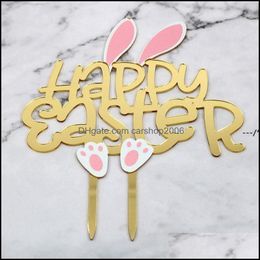 Party Decoration Event Leveringen Feestelijke Home Garden Newhappy Easter Cake Topper Rabbit Toppers Kinderbunny Shape RRA10904 Drop Delivery 202