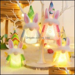 Party Decoration Event Leveringen Feestelijke Home Garden Led Licht Lumineuze Paashaas Gnomes Plush Faceless Elf Dwarf Lange baard Oude man Dol