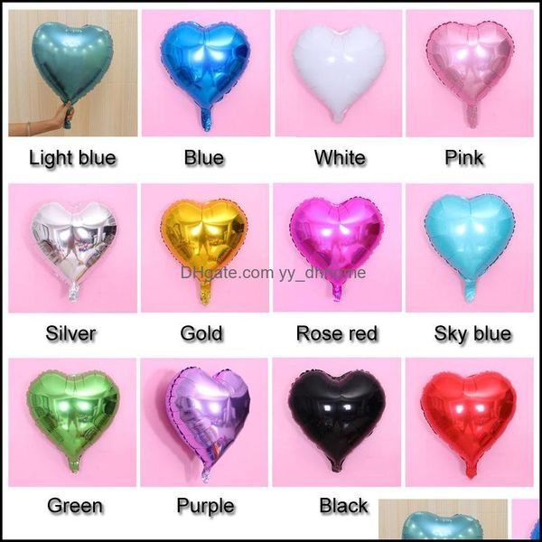 Décoration de fête Fournitures d'événements Festive Home Garden Gros 18 pouces Love Heart Feuille Ballon 50pcs / lot Chi Dhjsg