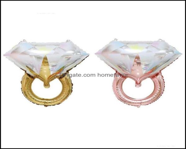 Événement de décoration de fête Supplies Festive Home Garden Diamond Ring Hélium Ballon Gold Sier grande taille Foil DHZV92833538