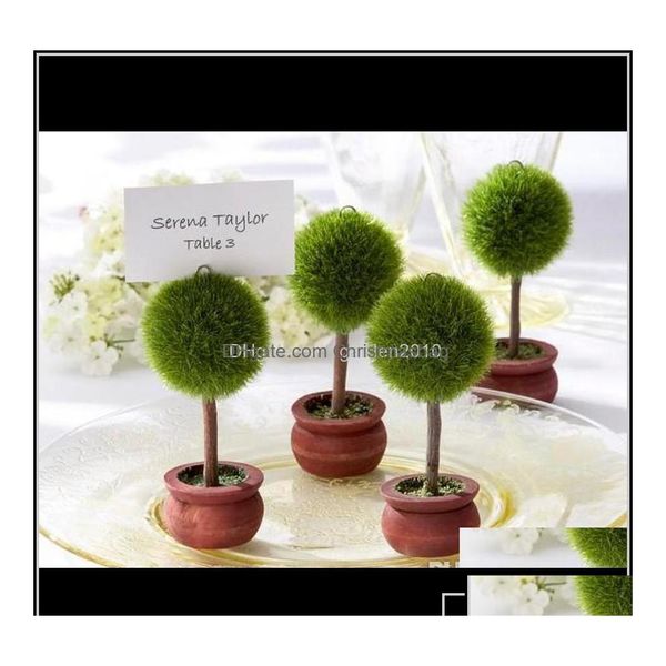 Décoration de fête Fournitures d'événements Festive Home Garden Vente en gros Arbre topiaire vert en forme ronde Po et porte-carte de lieu Faveur de mariage Dhk7T