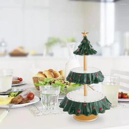 Décoration de fête exquise à 2 niveaux, présentoir de collations créatif en forme d'arbre de noël, serveur de pâtisserie, fournitures de maison de noël