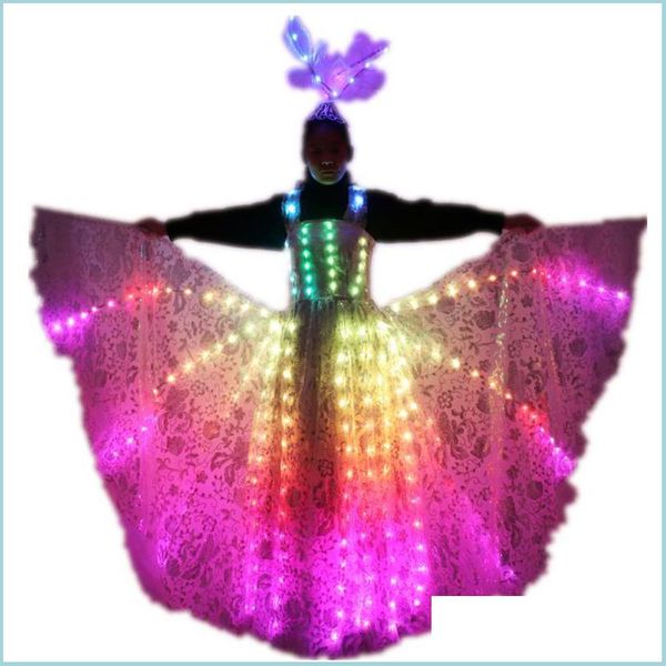 Décoration de fête F Couleur Pixel Led Jupe Rêveuse Lumineux Robe De Mariée Ailes Pettiskirt Pour Les Performances Sur Scène Drop Delivery 2021 Hom Dhg0T